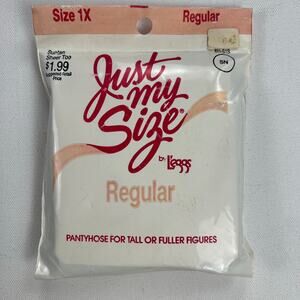 Vintage 1980s L'eggs Just My Size Regular Pantyhose Suntan Sheer Toe Size 1X